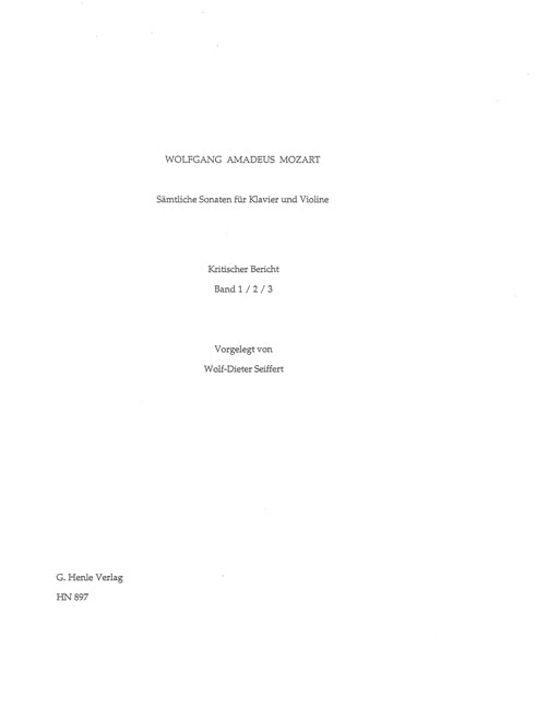 Mozart, Violinsonaten: Critical Report (Henle)