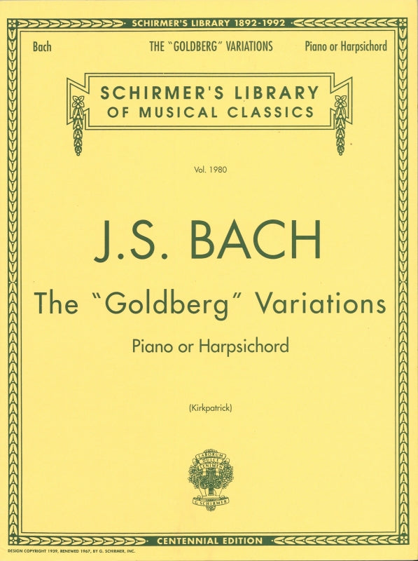 Bach, Goldberg Variations (Kirkpatrick) (G.Schirmer)