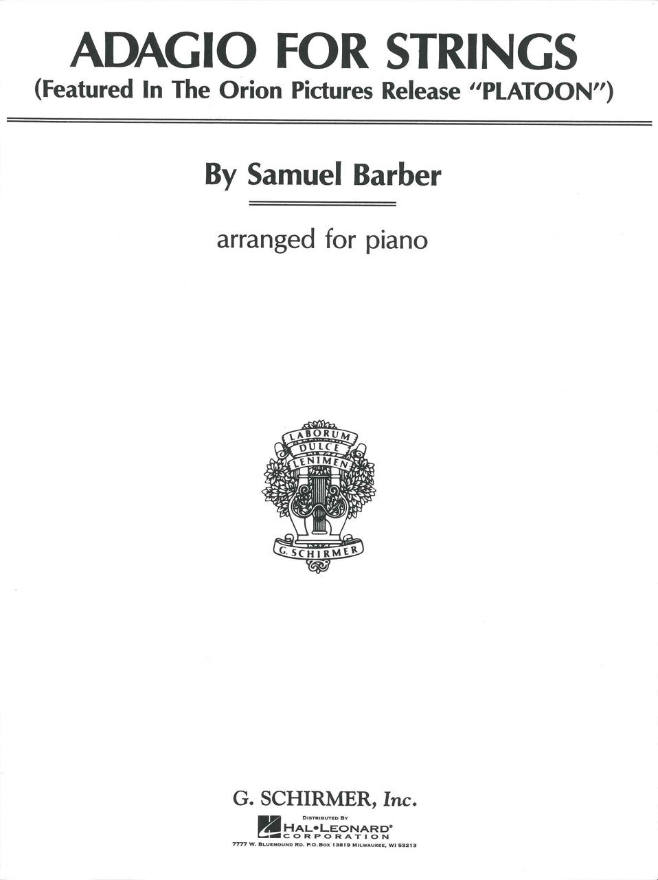 Barber, Adagio for Strings (Rosen) (G.Schirmer)