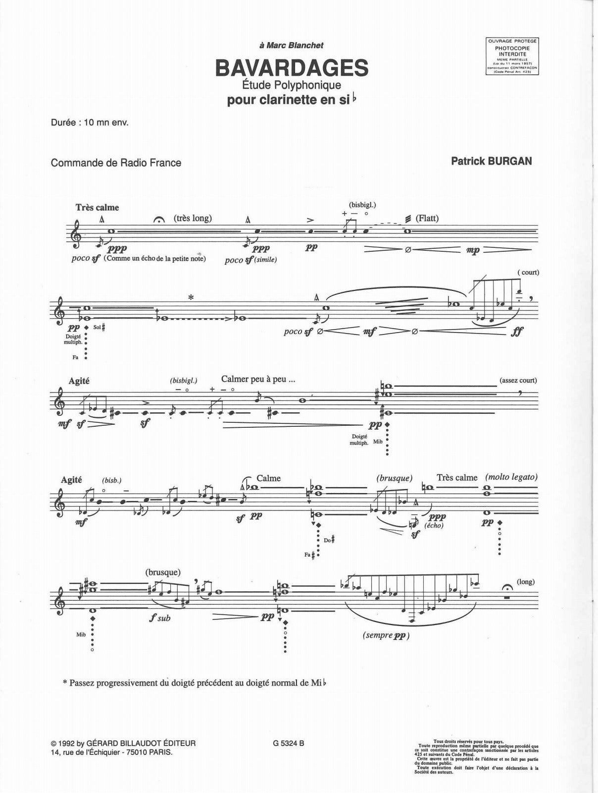Burgan, Bavardage (BbCl Solo) (Billaudot)