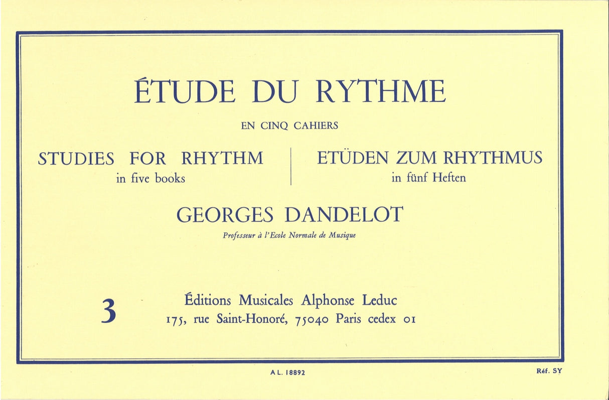 Dandelot, Etude du rythme 3 (Leduc)