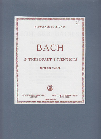 Bach, Inventions, 3-part (Taylor) (Stainer & Bell)