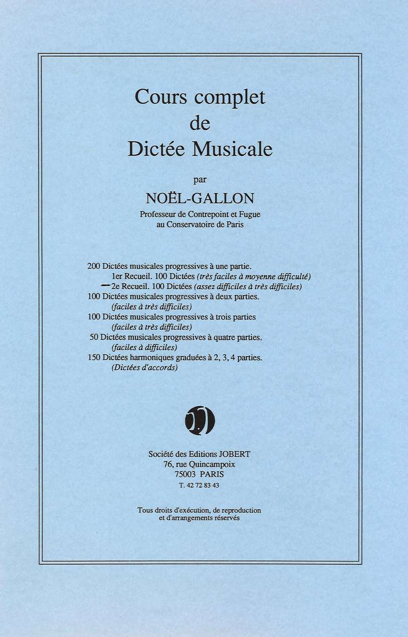 Noel-Gallon, 200 Dictees a 1 partie, 2 (Jobert)