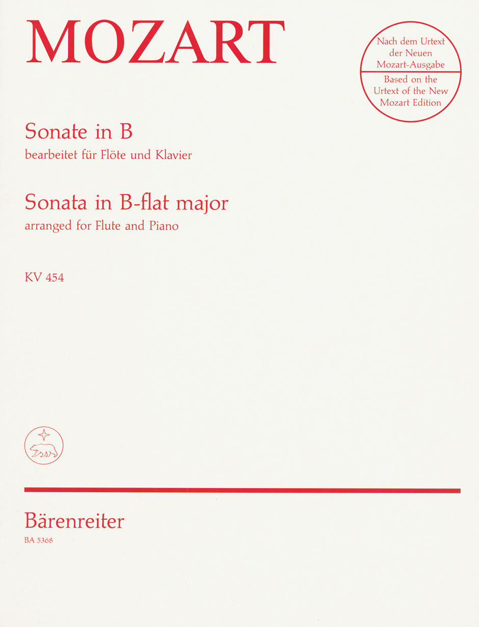 Mozart, Sonate KV.454 B-dur (Fl,Pf) arr. (Barenreiter)