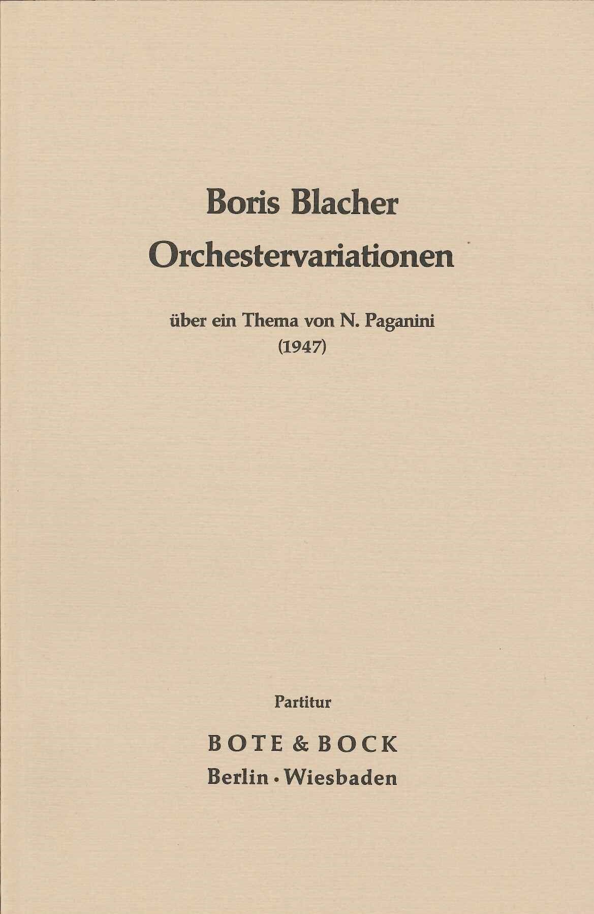 Blacher, Paganini-Variationen (1947) (Bote & Bock)