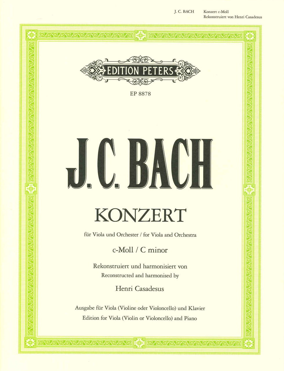 Bach,J.C., Concerto in c (H. Casadesus) (Peters)