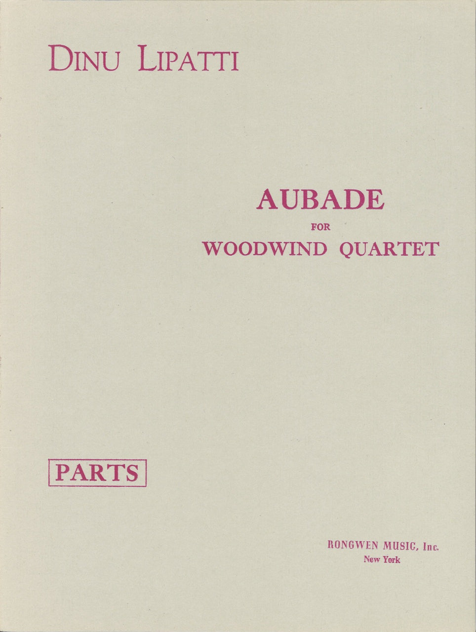 Lipatti, Aubade for Woodwind Quartet Set (Broude Bros.)