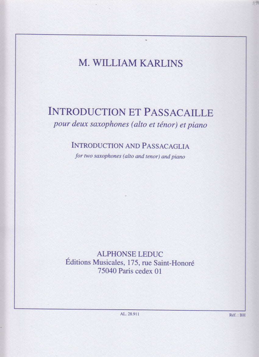 Karlins, Introduction & Passacaille (Leduc)
