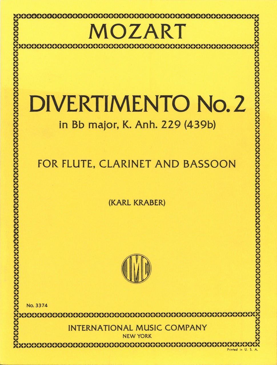 Mozart, Divertimento No. 2 (Fl/Cl/Bn) (IMC)