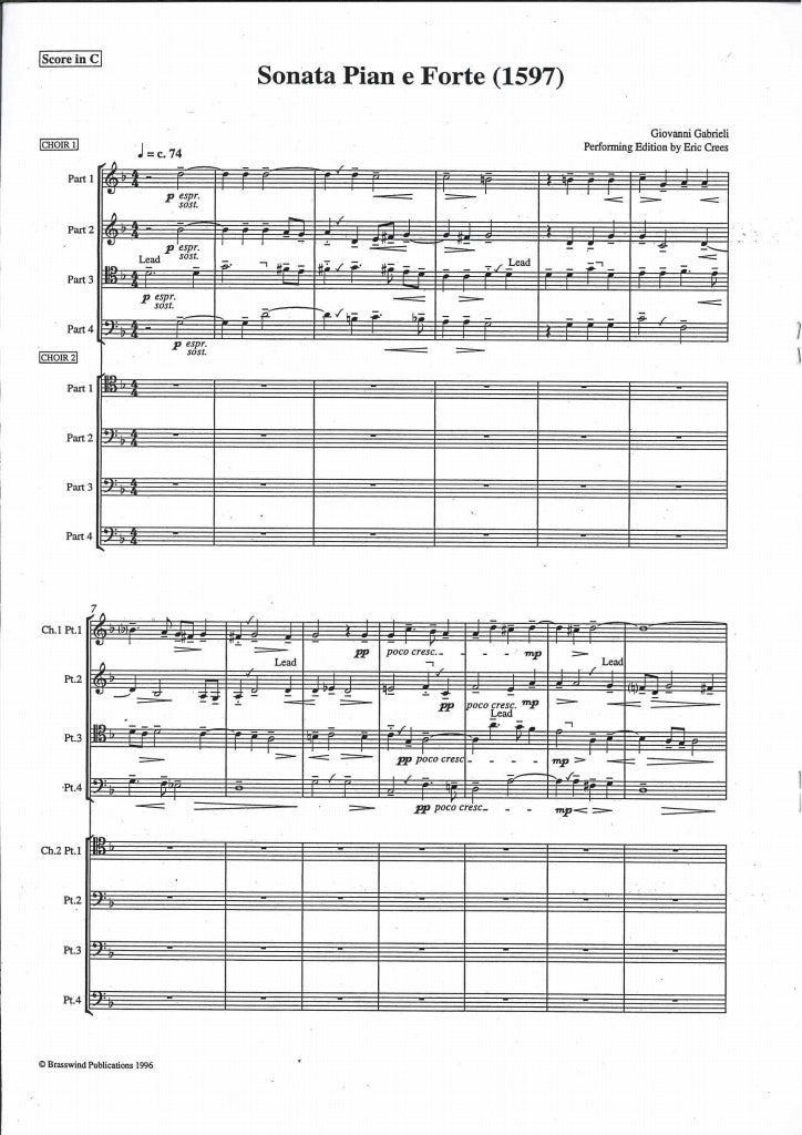 Gabrieli, Sonata pian e forte (8-part) (Brass Wind Publications)