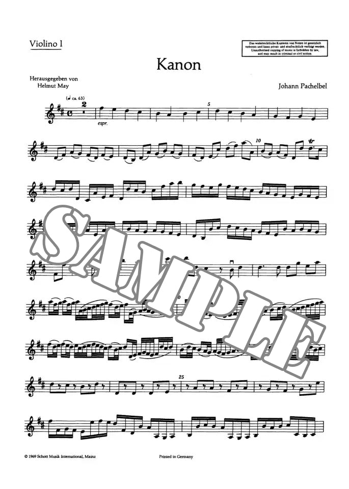 Pachelbel, Kanon (3-Vn,Vc) (May) (Schott)