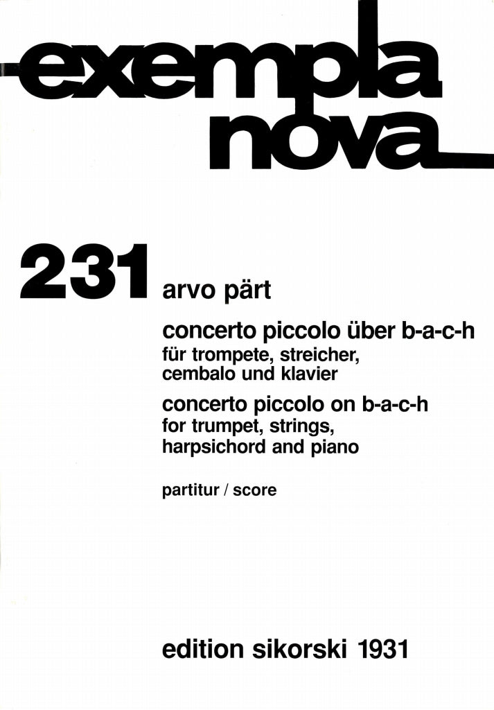Part, Concerto Piccolo uber B-A-C-H (Sikorski)