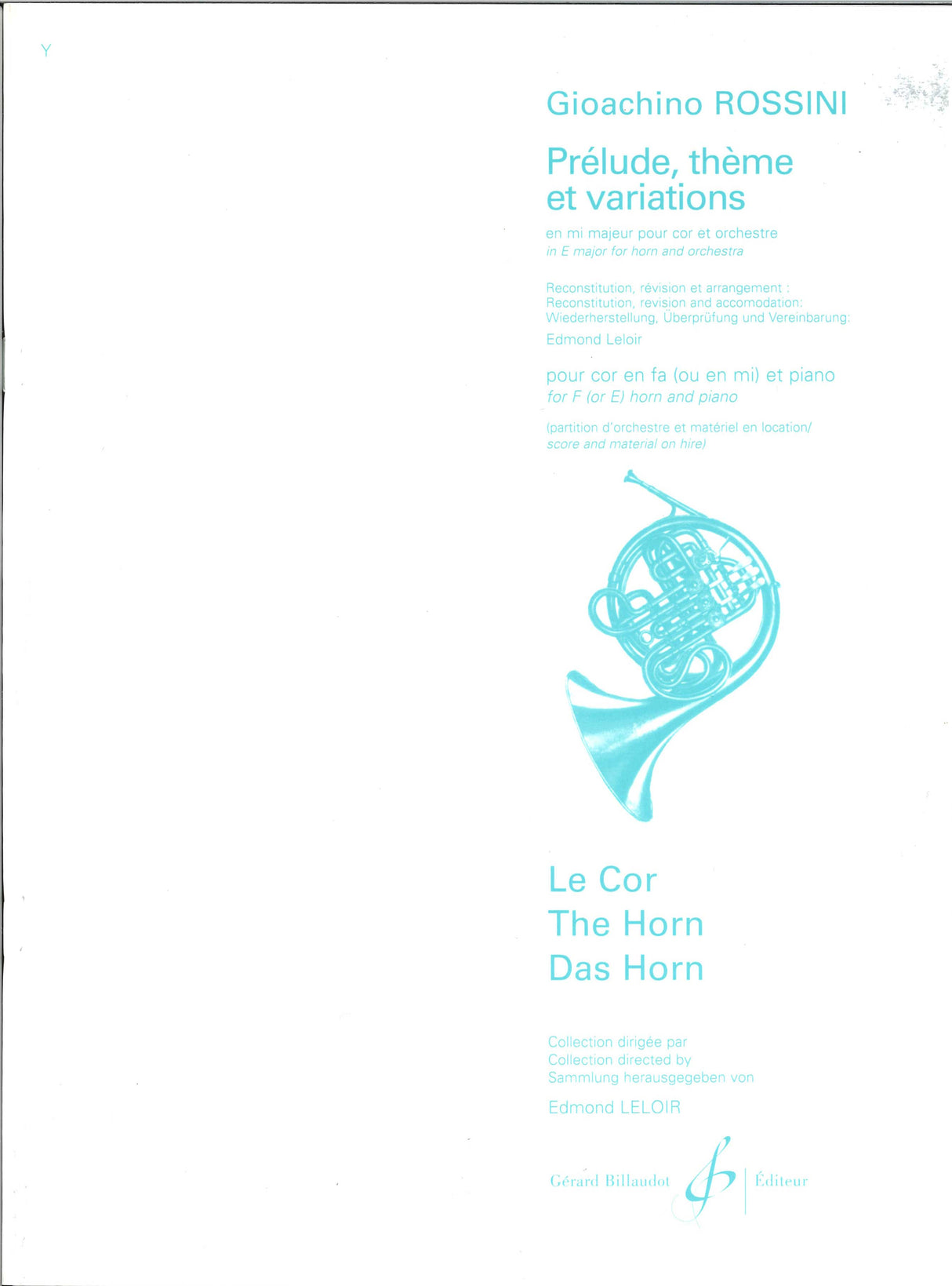 Rossini, Prelude, Theme et Variations (Billaudot)