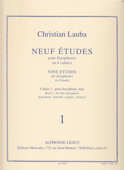 Lauba, 9 Etudes, cahier 1 (Alto Sax) (Leduc)