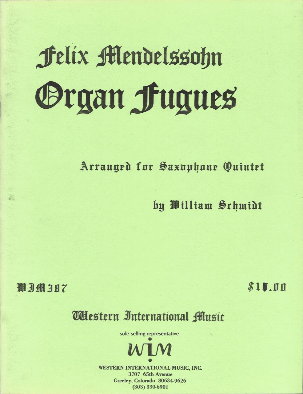 Mendelssohn, Organ Fugues (SAATBr) (Western International Music)
