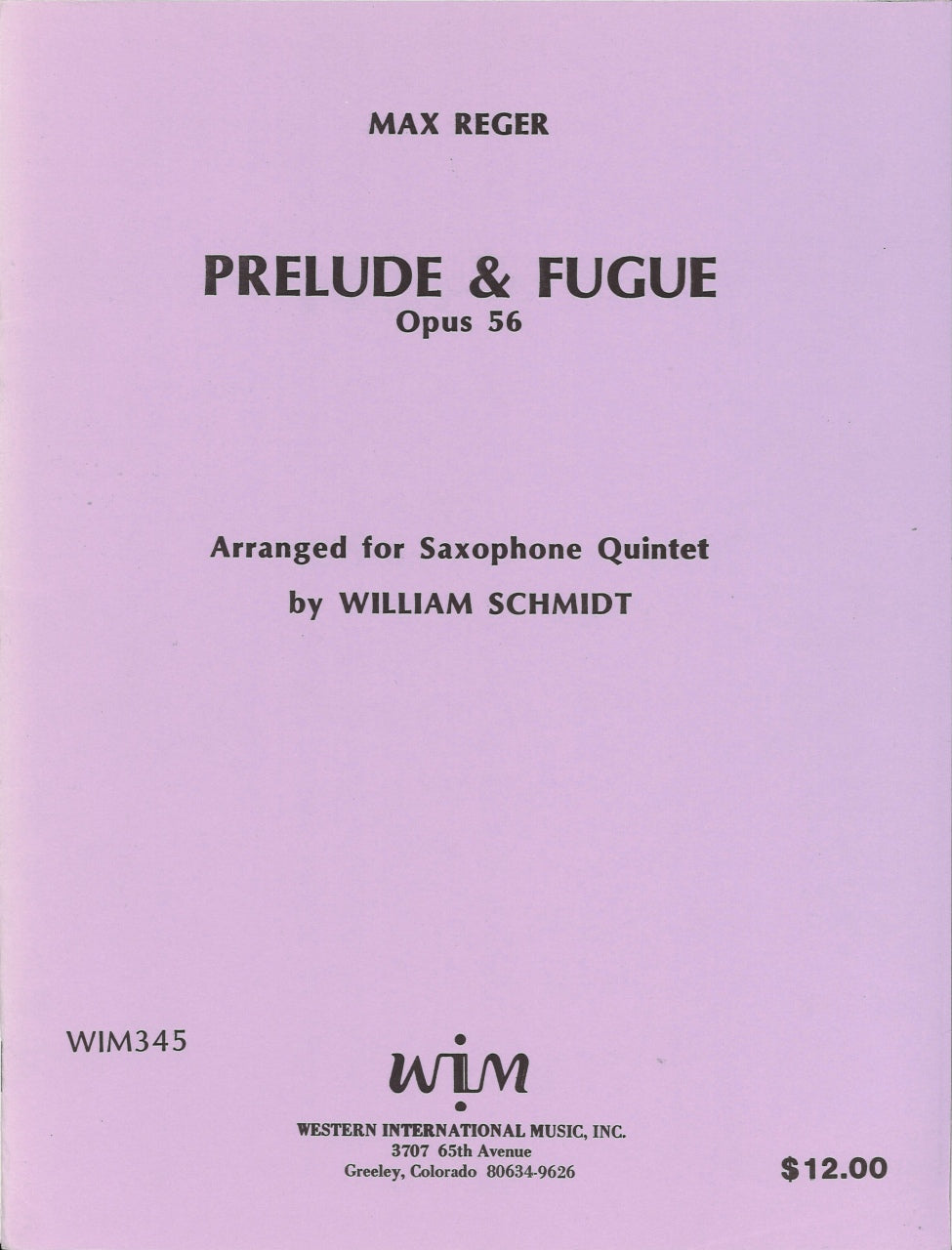 Reger, Prelude & Fugue op.56 (SAATBr) (Western International Music)