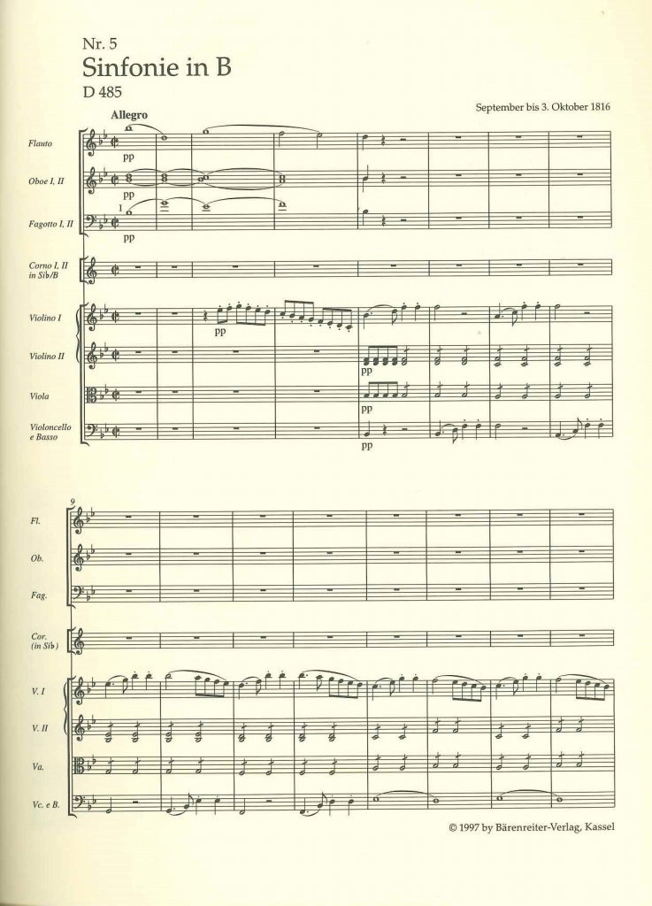 Schubert, Symphony No. 5 in Bb D 485 (Barenreiter)