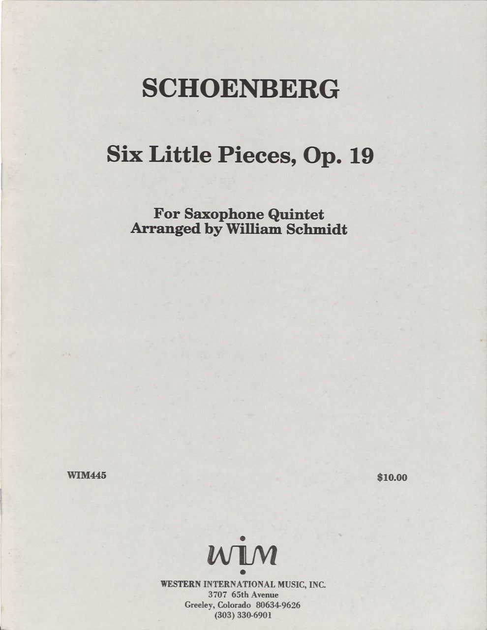 Schonberg, 6 Little Pieces op. 19 (Western International Music)