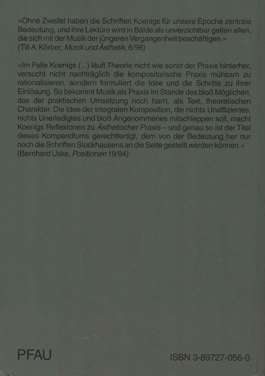 Koenig, Asthetische Praxis 4: Supp.1 (Pfau)