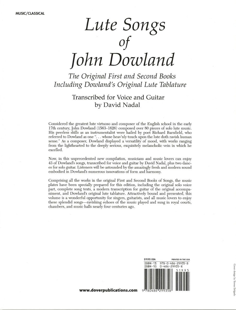 Dowland, Lute Songs, 1st & 2nd Books (Dover)