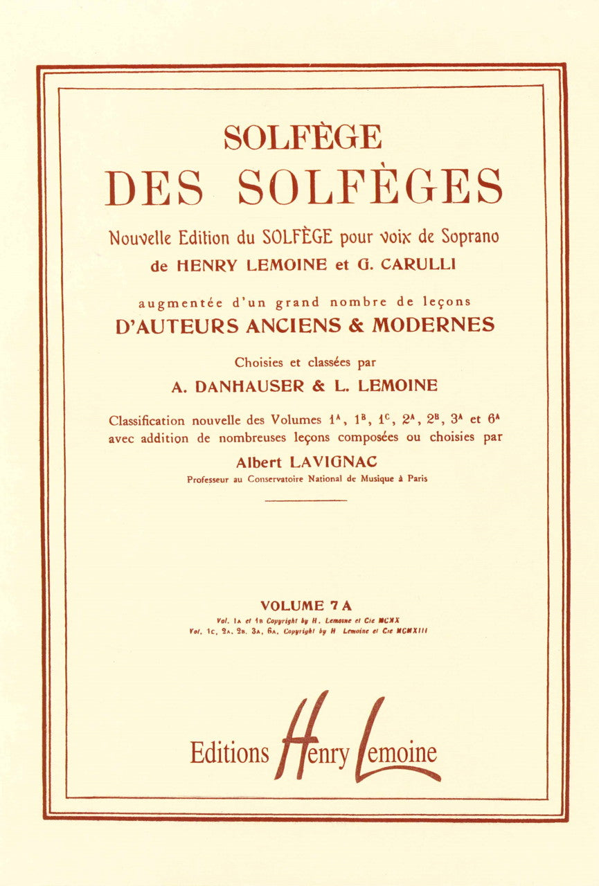 Solfege des solfeges 7A (avec accomp) (Lemoine)