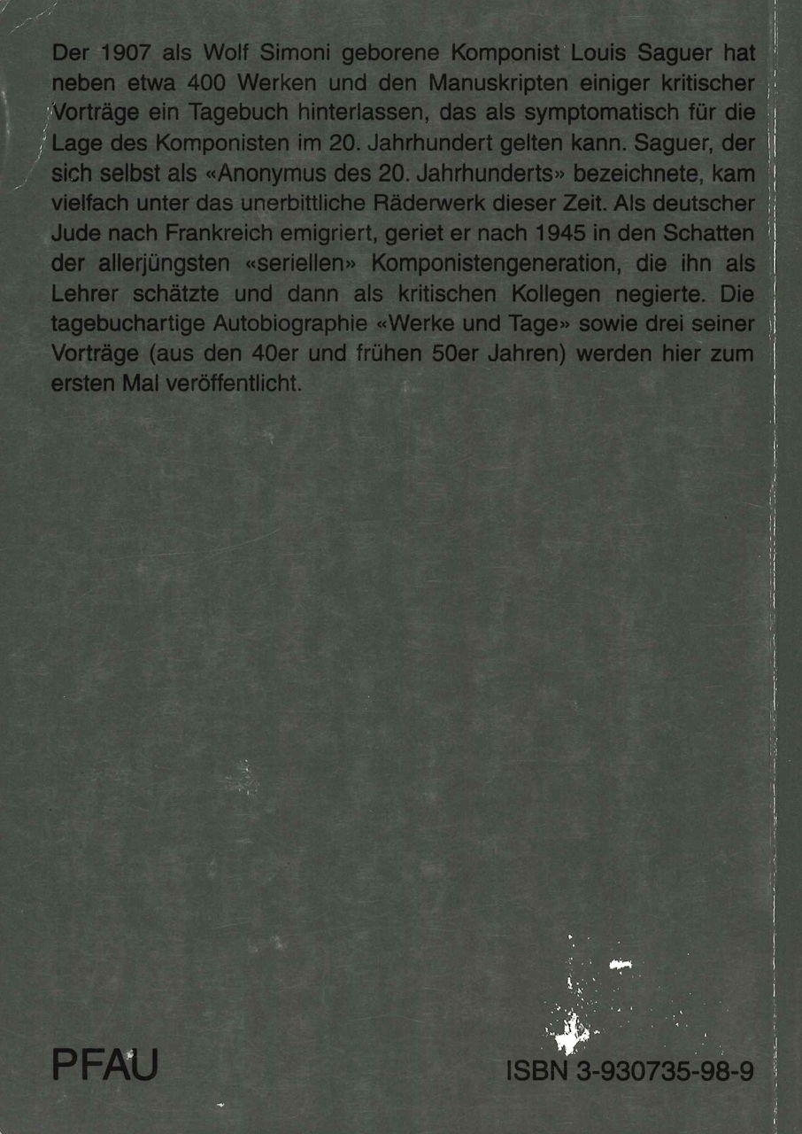 Saguer, Werke und Tage (Pfau)