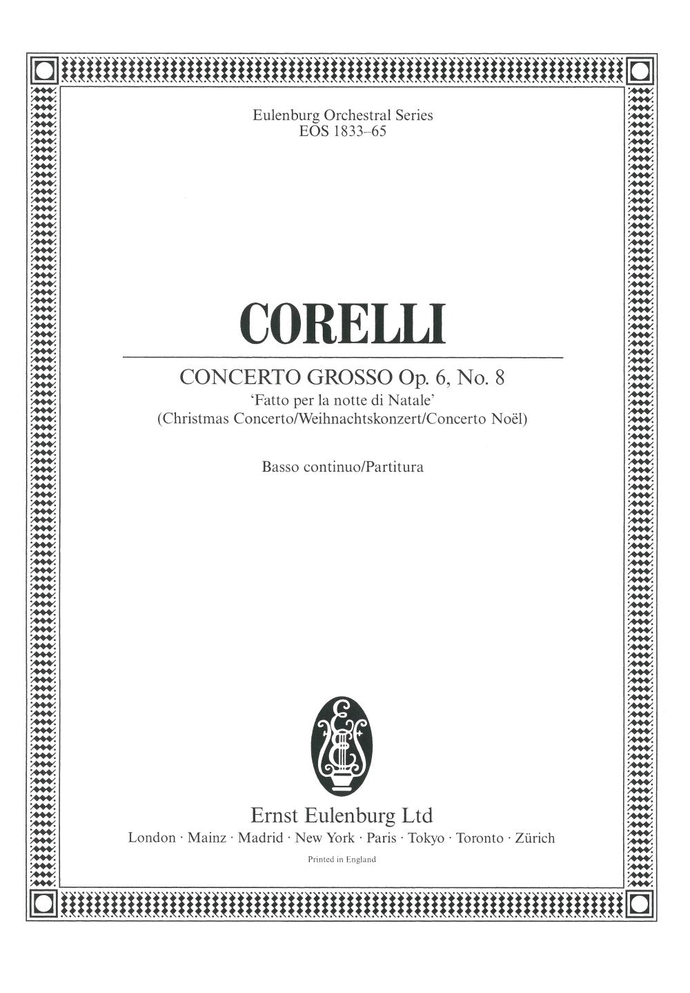 Corelli, Concerto op. 6/8 (Score/Bc) (Eulenburg/Breitkopf)