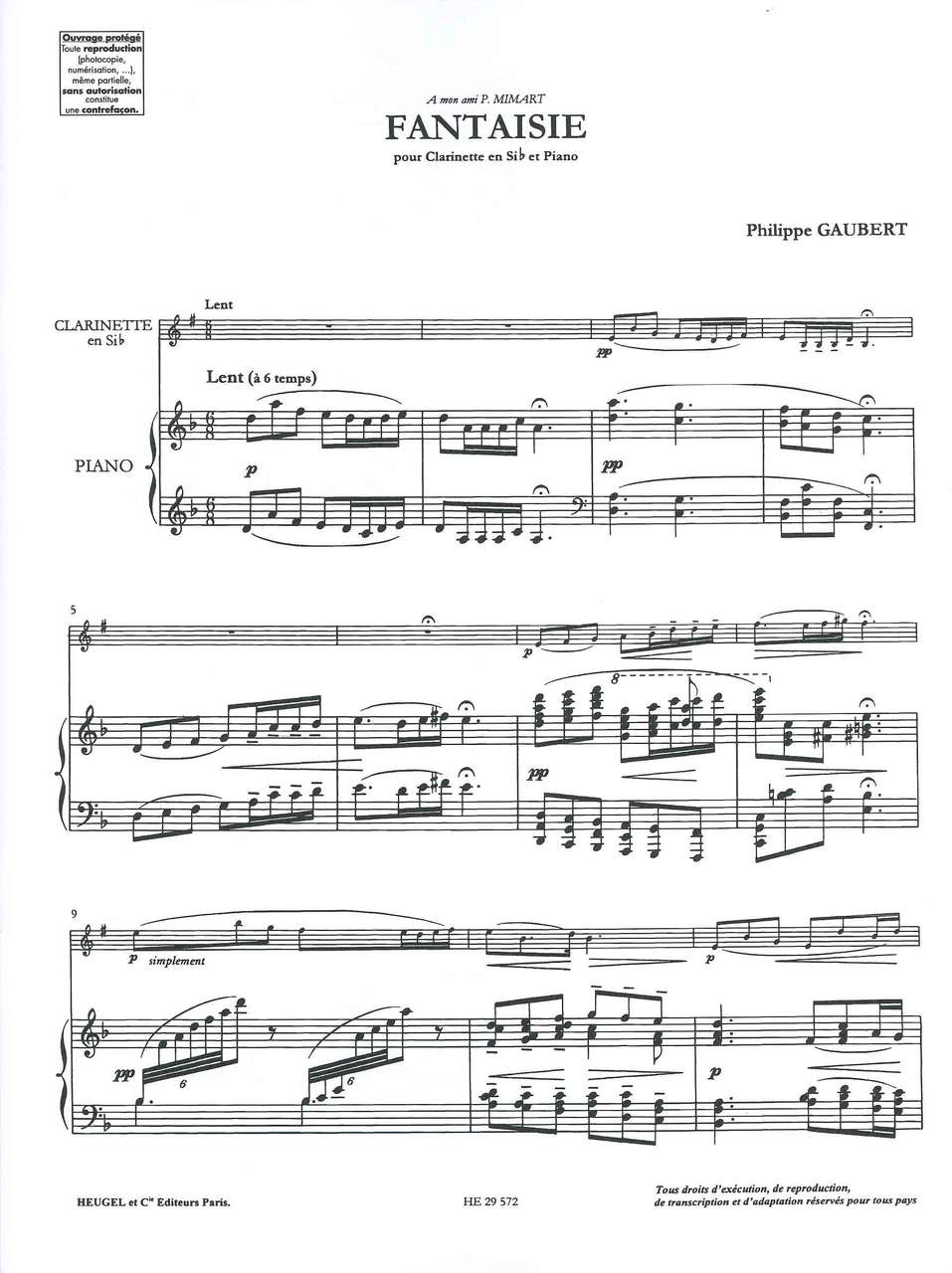 Gaubert, Fantaisie (Cl,Pf) (Heugel)
