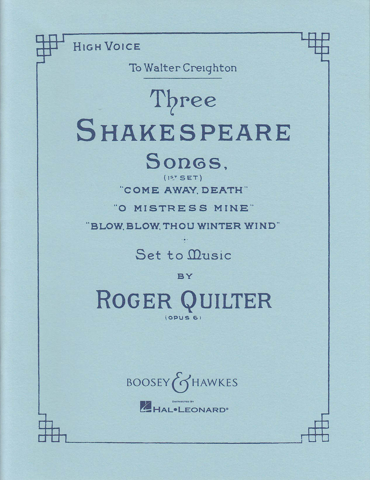 Quilter, Shakespeare Songs op. 6 (High) (Boosey)