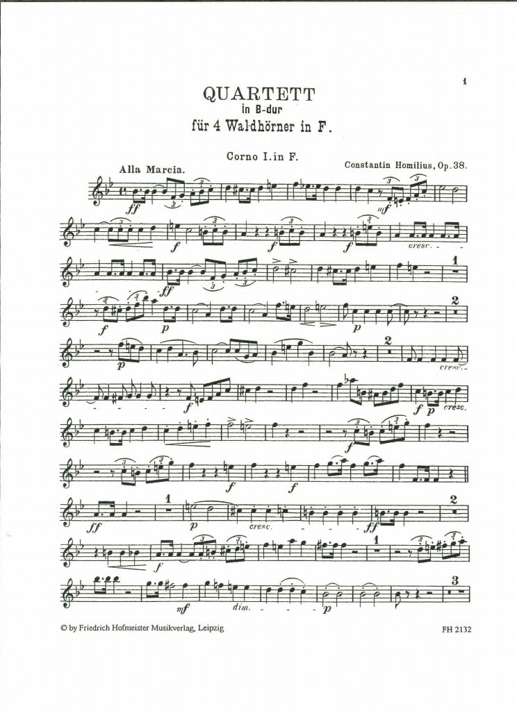 Homilius, Quartet op. 38 in Bb (Parts) (Hofmeister)
