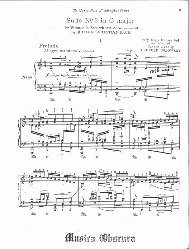 Bach/Godowsky, Suite for Cello No. 3 (Musica Obscura)