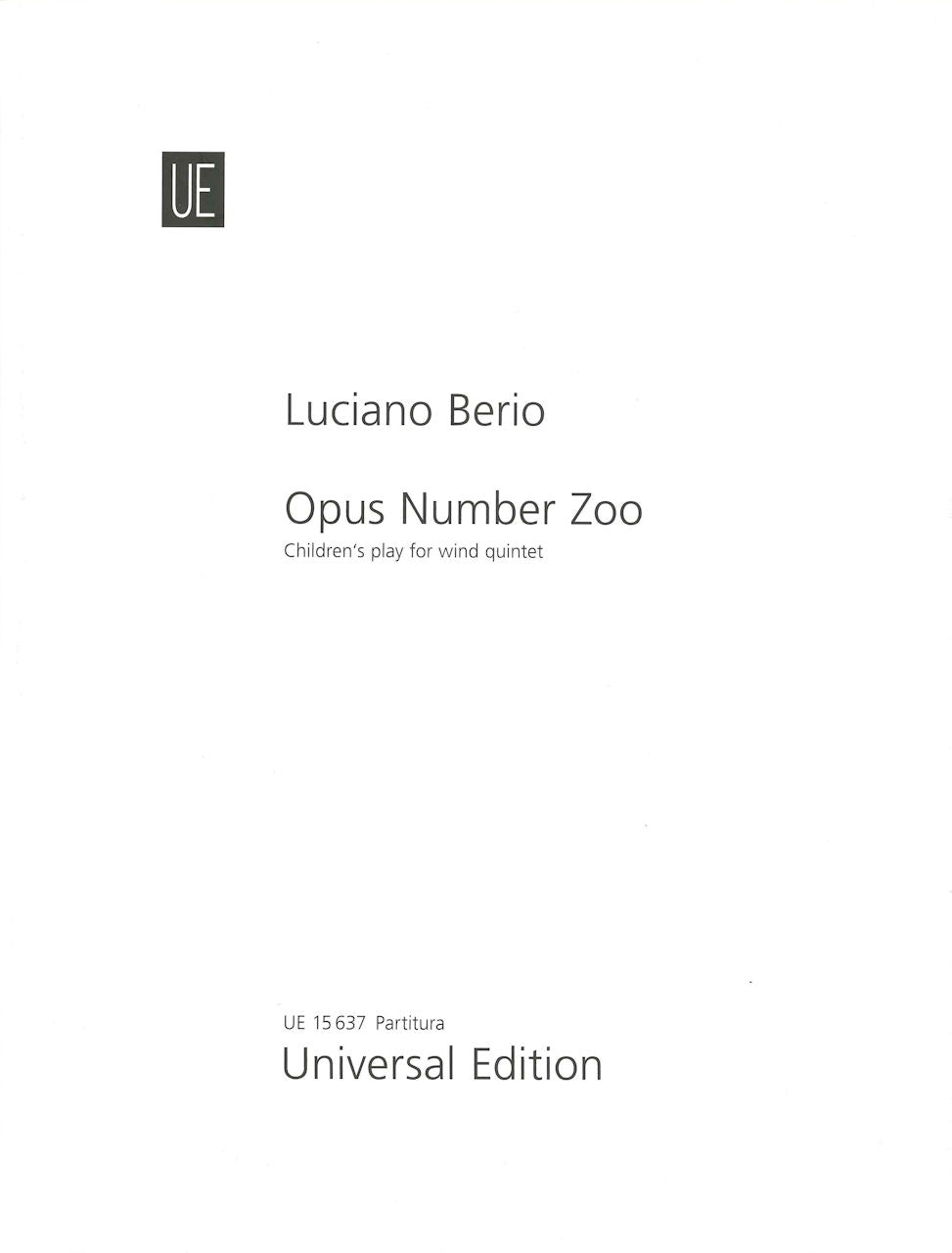 Berio, Opus Number Zoo (Partitur) (Universal)