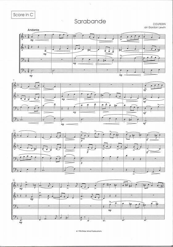 Couperin, Sarabande (SATBr Sax) (Brass Wind Publications)
