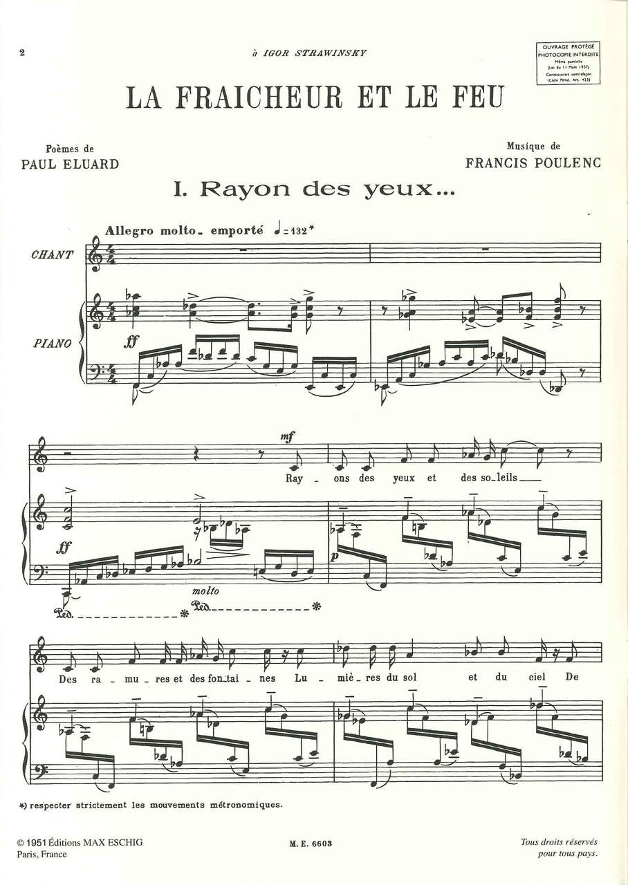 Poulenc, Fraicheur et le feu (1950) (Eschig)