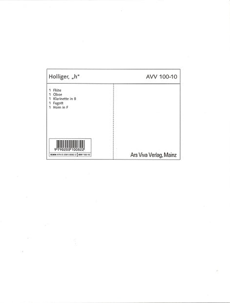 Holliger, h fur Blaserquintett (Stimmen) (Ars Viva)