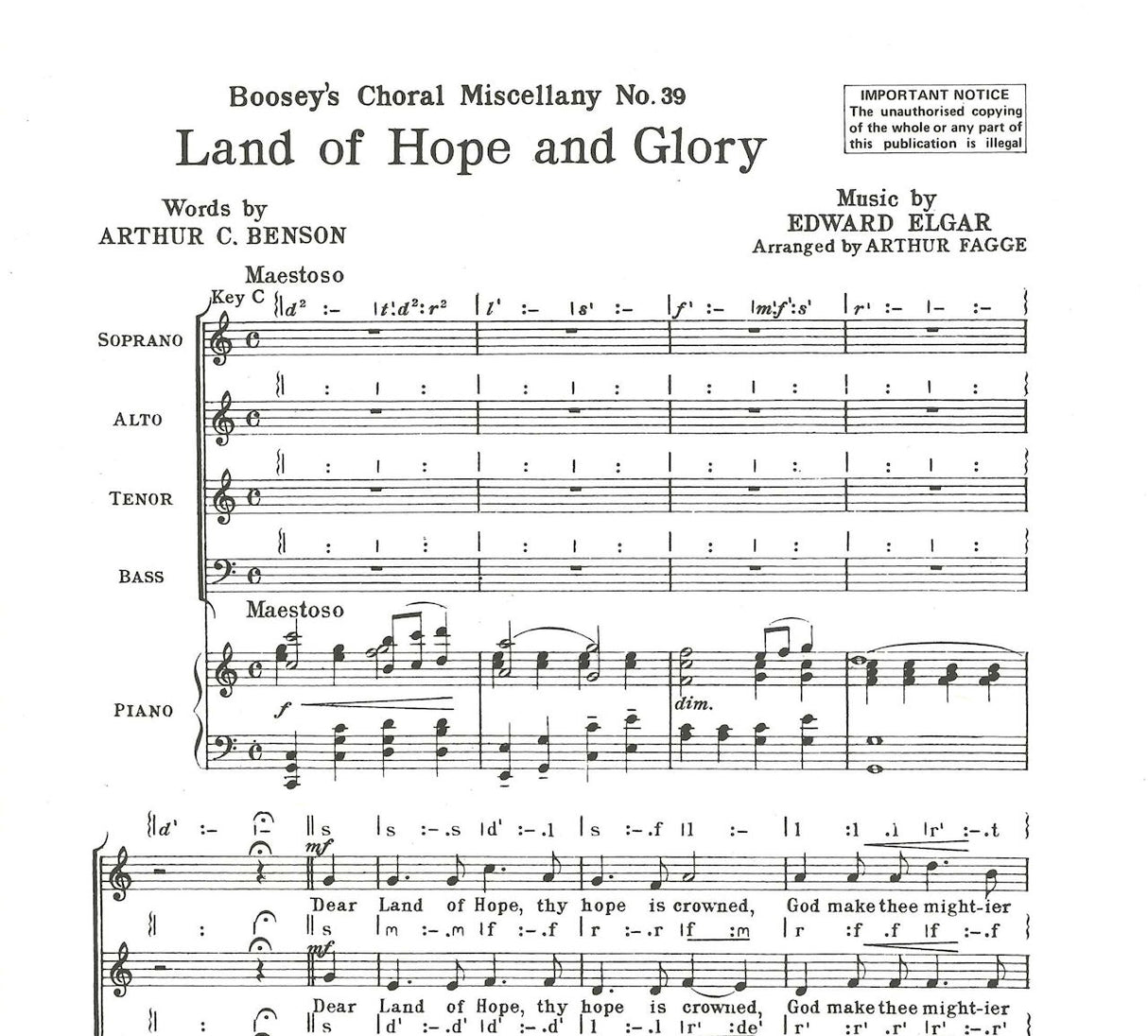 Elgar, Land of Hope and Glory (SATB) (Boosey)