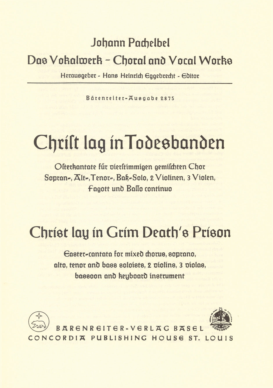 Pachelbel, Christ lag in Todesbanden (Barenreiter)