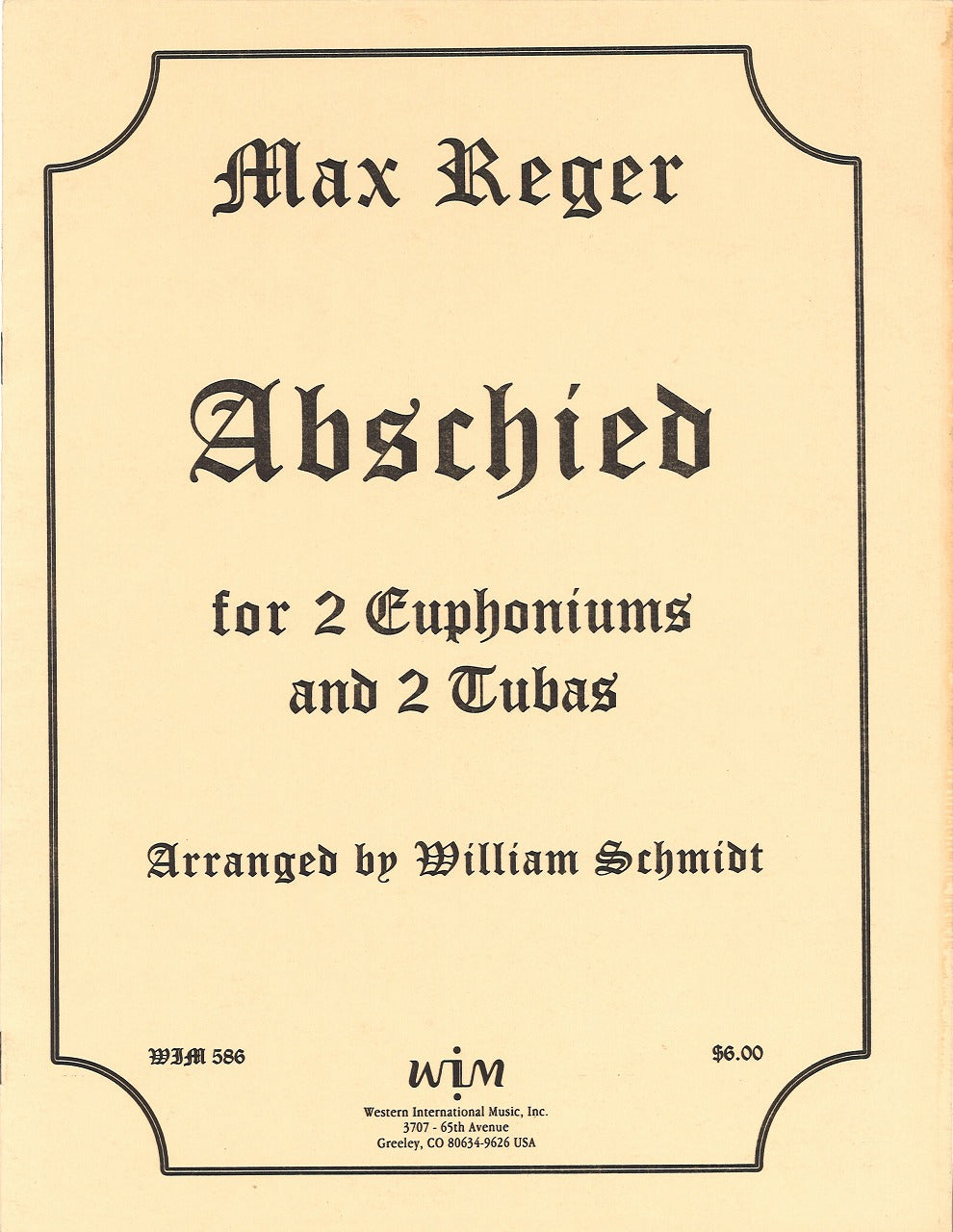 Reger, Abschied (2Euph,2Tba) (Western International Music)