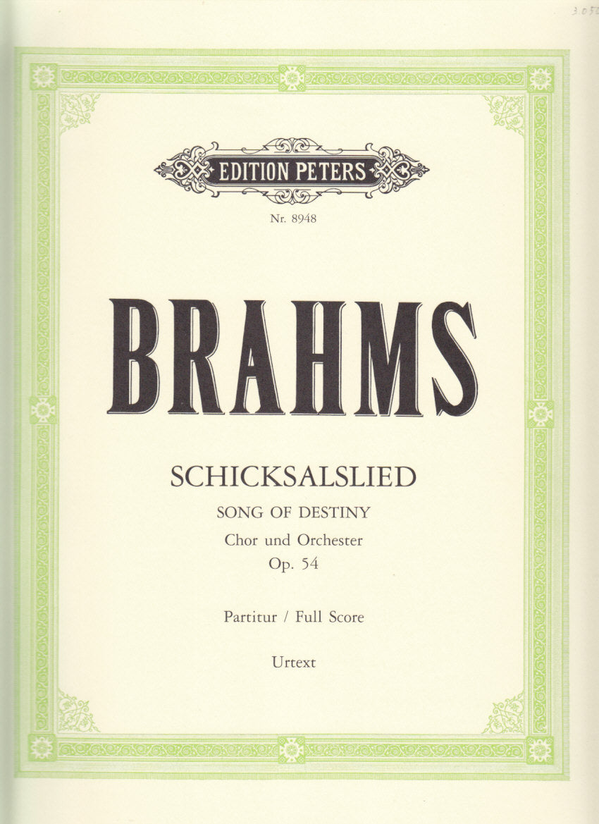 Brahms, Schicksalslied op. 54 Full Score (Peters)