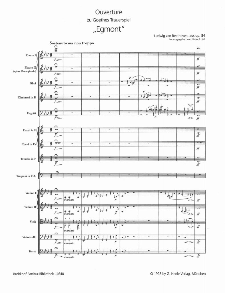 Beethoven, Egmont Overture Full Score (Henle/Breitkopf)