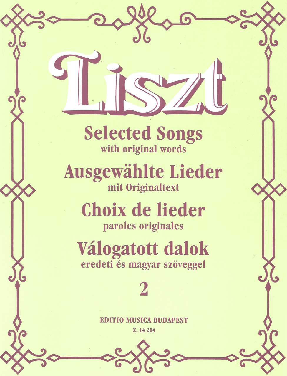 Liszt, Selected Songs 2 (M/L) (Editio Musica Budapest)