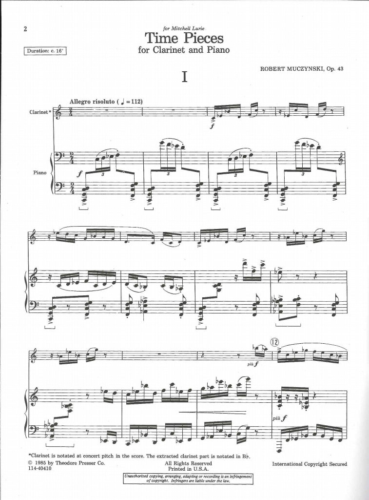 Muczynski, Time Pieces op. 43 (Presser)