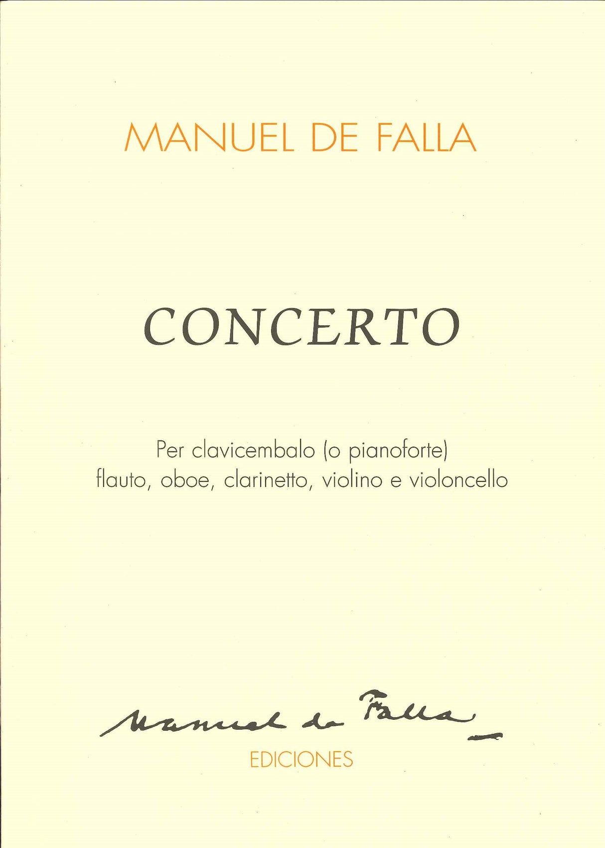 Falla, Concerto per clavicembalo (Score) (Manuel de Falla Ediciones)