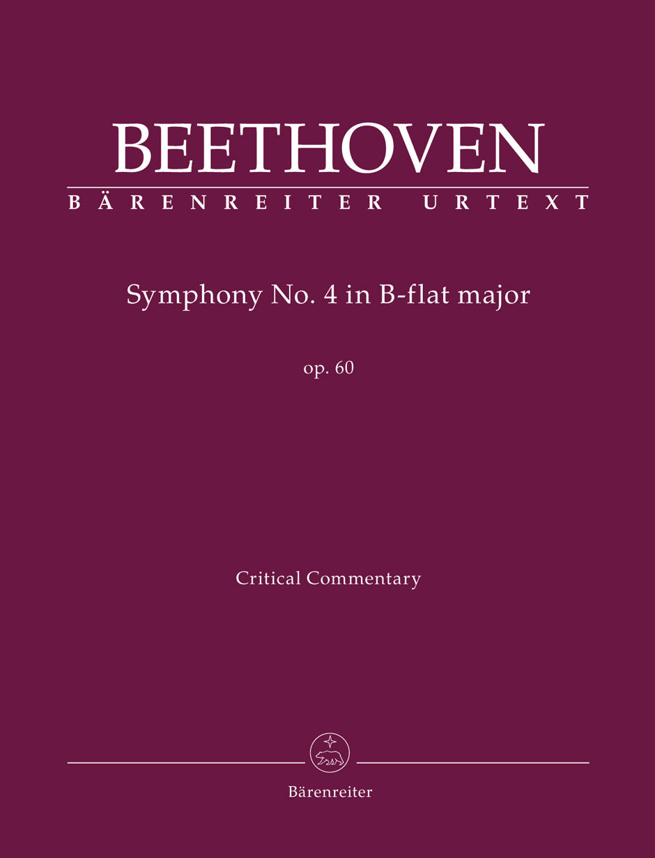Beethoven, Symphony No. 4: Commentary (Barenreiter)