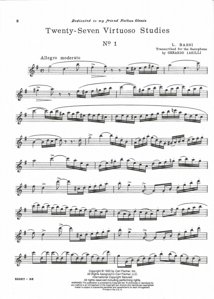 Bassi, 27 Virtuoso Studies (Iasilli) (Carl Fischer)