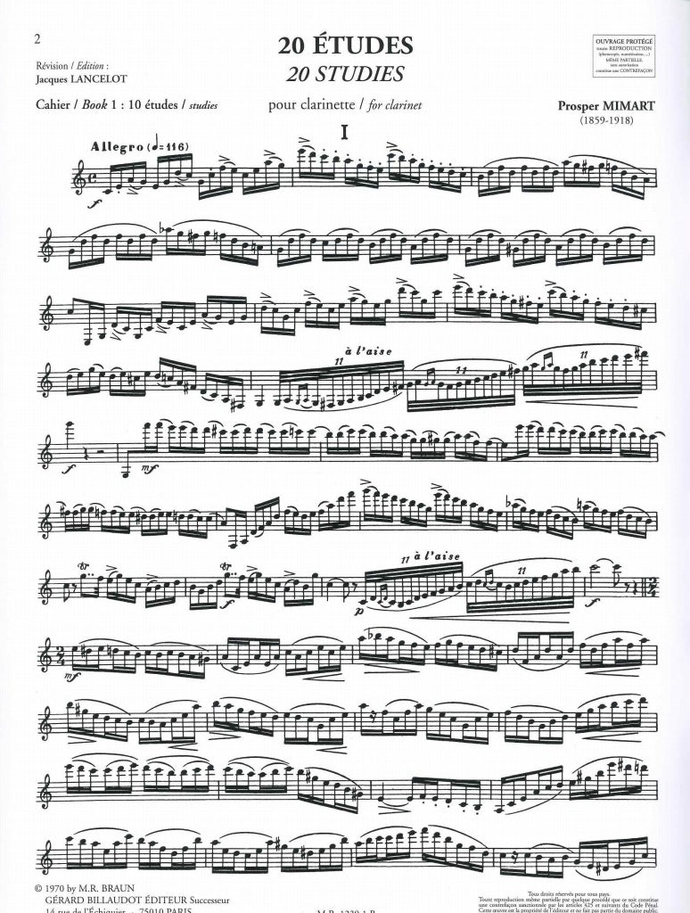 Mimart, 20 Etudes, 1: 1-10 (Lancelot) (Billaudot)