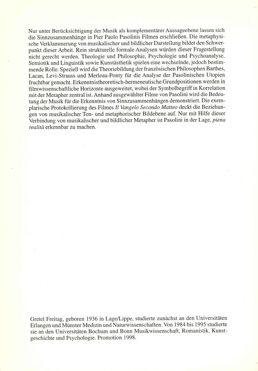 Freitag, Metaphern von Musik & Stille (Peter Lang)