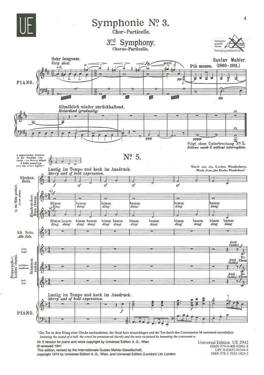 Mahler, Symphony No. 3, 5th movt. (Universal)