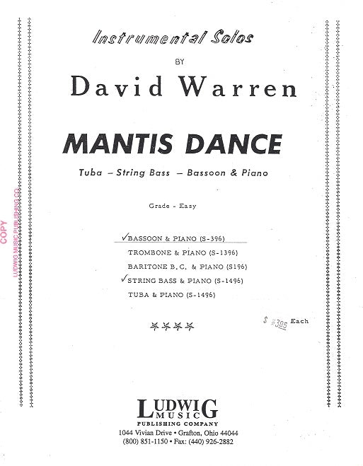 Warren, Mantis Dance (Bn,Pf) (Ludwig Music)