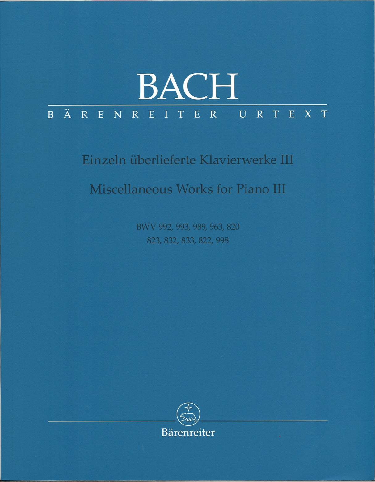 Bach, Einzeln uberlieferte Werke 3 (Barenreiter)